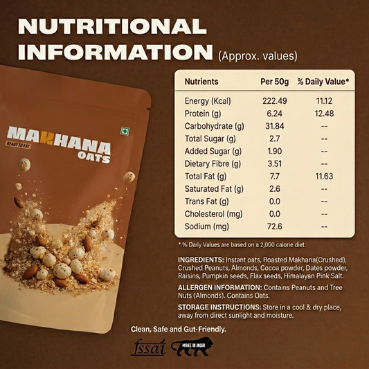 Makhana Oats - Healthy Breakfast Cereal with Fox Nuts, Dry Fruits & Seeds